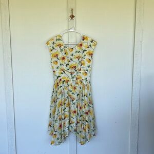 Anthropologie Lil Matilija Asymmetrical Hem Yellow Floral Dress